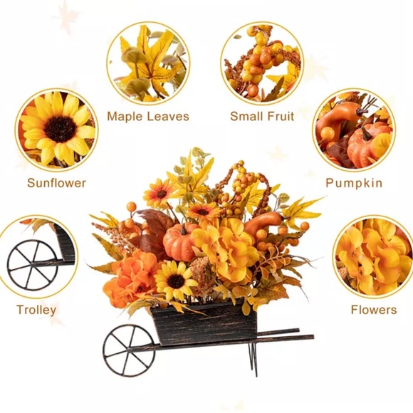 Glitzhome 12 in. H Fall Floral Cart Centerpiece - Picture 4 of 4